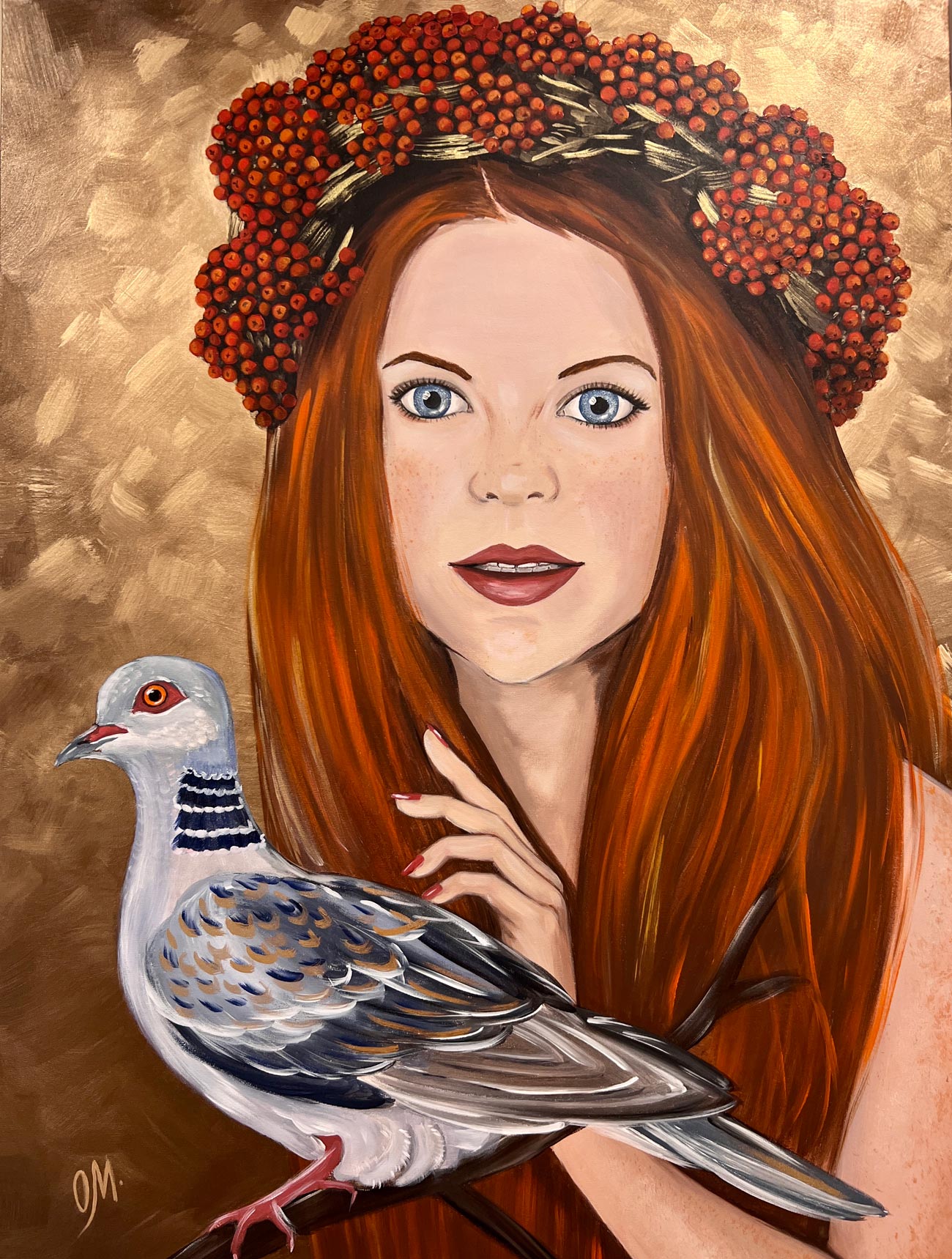 girl with the dove acrylic painting